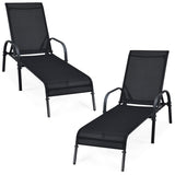 Tangkula Patio Chaise, Set of 2, Back Adjustable Weatherproof Recliner Outdoor Lounger Chair