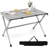 Tangkula 3.6ft Portable Picnic Table, 6 Person Heavy Duty Aluminum Roll Up Camping Table with Carry Bag