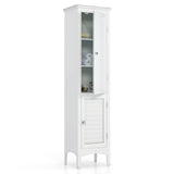 Tangkula Bathroom Storage Cabinet, 63 Inch Tall Narrow Storage Cabinet with 1 Adjustable Shelf and 2 Doors