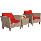 3 Piece Patio Furniture Set, Outdoor Wicker Rattan Bistro Sofa Set