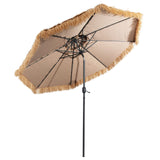 Tangkula 10 ft Thatched Patio Umbrella, 2 Tier Hawaiian Style Grass Beach Umbrella with 8 Ribs