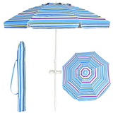 Tangkula 7.2 FT Beach Umbrella, Portable Beach Umbrella W/Sand Anchor & Tilt Mechanism, 8 Sturdy Rib & Premium Steel Pole, Carrying Bag