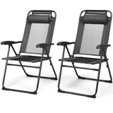 Folding Patio Dining Chairs Set of 2, Grey - Tangkula