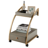 Tangkula Rolling End Table, 2-Tier Side Table w/Tray Top, Pull-Out Drawer & Lockable Casters