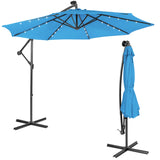 Tangkula 10 ft Cantilever Umbrella w/32 Solar-Powered LED Lights, Functional Tilting System & Hand-Crank Mechanism