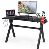 Tangkula Computer Desk Gaming Desk, Ergonomic E-Sports Desk with Cup & Headphone Holder and Mouse Pad