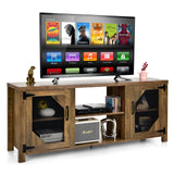 Tangkula Farmhouse TV Stand for TVs up to 65 Inch Flat Screen, Media Console Cabinet, Rustic Brown