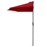 9 ft Half Round Outdoor Patio Umbrella, Market Umbrella with Crank and 5 ribs