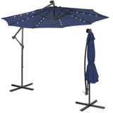 Tangkula 10 ft Cantilever Umbrella w/32 Solar-Powered LED Lights, Functional Tilting System & Hand-Crank Mechanism