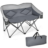 Tangkula Loveseat Camping Chair, Folding Camp Chair with Padded Seat