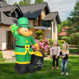 Tangkula St Patrick's Day Inflatable Leprechaun, Blow up Lighted Giant Doll Holding Shamrock and Pot of Gold
