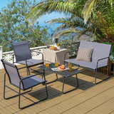 Tangkula 4 Pieces Patio Furniture Set with Tempered Glass Coffee Table (Gray)