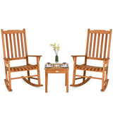 3 Piece Patio Rocking Bistro Set, 2 Rockers and 1 Coffee Table, Outdoor Rocking Chair Set