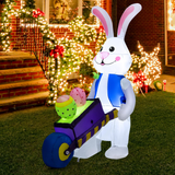 Tangkula 4FT Inflatable Easter Bunny with Pushing Cart