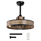 Tangkula 20" Caged Ceiling Fan with Light, Enclosed Ceiling Fan