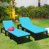 Patio Wicker Lounge Chair, Outdoor Rattan Adjustable Reclining Backrest Lounger Chair