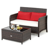 Tangkula 2-Piece Outdoor Patio Wicker Furniture Set
