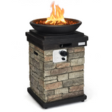 Tangkula Patio Propane Fire Bowl, Patiojoy 40,000BTU Square Fire Pit with Round Bowl, Lava Rocks & Waterproof Cover