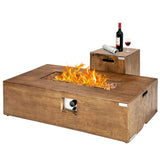 Tangkula 2 Pieces Outdoor Propane Fire Pit Table Set, Patiojoy 48 Inch Rustic 50,000 BTU Rectangular Gas Fire Pit Table
