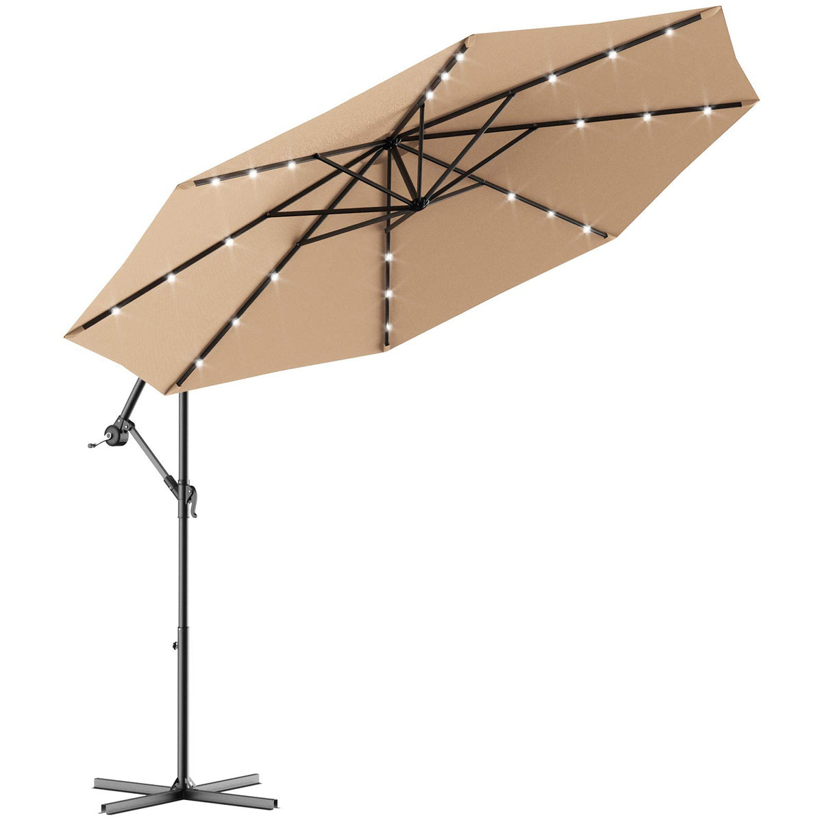 is llighted umbrella for patio worth it 10FT Outdoor Solar LED Lighted Sun Shade Market Umbrella Mae Bag + Mini Spacious double Other:Kansas State Wildcats Saltwater Vibe Lures