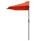 9 ft Half Round Outdoor Patio Umbrella, Market Umbrella with Crank and 5 ribs