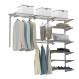 3 to 5 FT Custom Closet Organizer System Kit, Wall-Mounted Storage Organizer with Wire Shelving and Hanging Rods