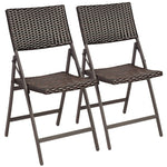2 Pieces Patio Rattan Folding Dining Chairs - Tangkula
