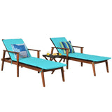 Tangkula Patio Chaise Lounge Sets, Outdoor Acacia Wood Chaise Lounger Chair