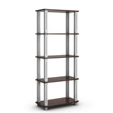 Tangkula 57" Storage Shelves, Space-Saving 5-Tier Storage Rack Organizer(Walnut & Black)