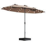 Tangkula 15 Ft Solar LED Patio Double-Sided Umbrella with Base