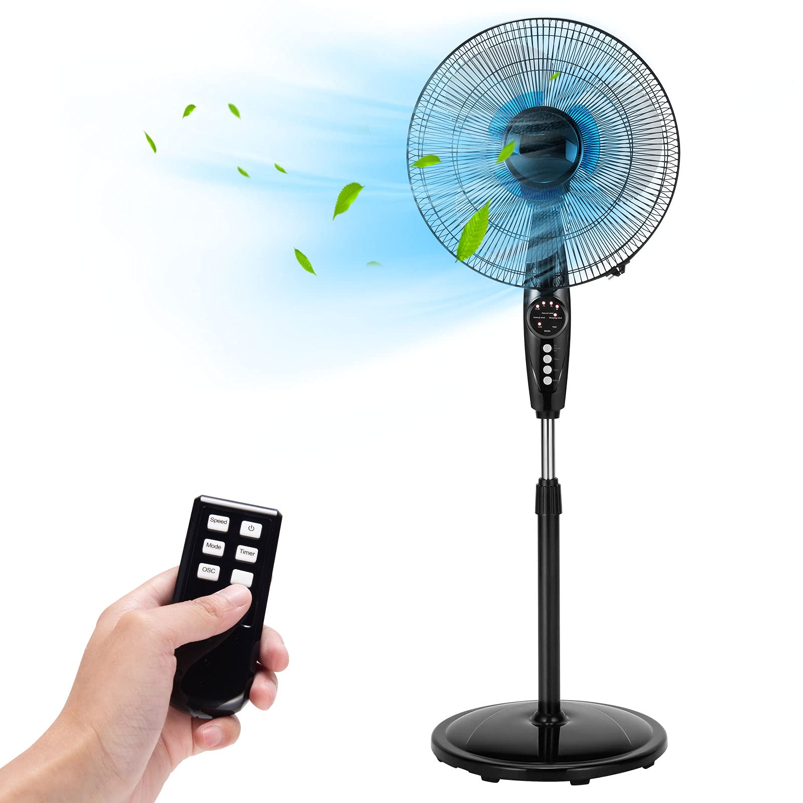 18 Inches Oscillating Standing Fan with Remote Control - Tangkula