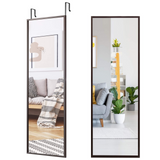 Tangkula Full Length Door Mirror Wall Mirror, 42''x 14'' Over The Door Mirror with 2 Sets of Height Adjusting Hanging Hooks