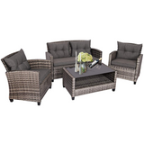 Tangkula Patio Wicker Conversation Furniture Set