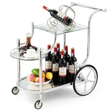 Metal Serving Cart with Tempered Glass - Tangkula