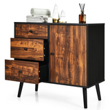 Tangkula Retro Storage Cabinet, Wood Floor Storage Cabinet with 3 Drawers and 1 Cabinet w/Adjustable Shelf, Accent Cabinet