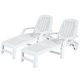 Outdoor Chaise Lounge Chair, 5-Position Adjustable Recliner with Storage Box and Flexible Wheels