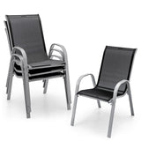 Tangkula 4 Pieces Patio Dining Chairs, Outdoor Stackable All Weather Heavy Duty Dining Chairs Set with Armrests