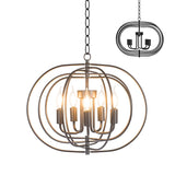 Tangkula Folding Rotatable Chandelier, 5 Lights Metal Ceiling Lamp with 39.5' Iron Chain (Black)