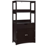 Bathroom Floor Cabinet with Drawer, 2 Open Shelves and Door Cupboard