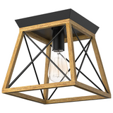 Tangkula Rustic Farmhouse Ceiling Light, Industrial Flush Mount Ceiling Light Fixture w/E26 Blub Socket