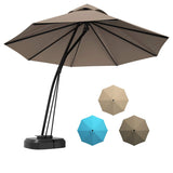 Tangkula 11 FT Offset Patio Umbrella, Aluminum Frame Double Top Hanging Umbrella with Weight Base