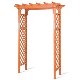 88-Inch Wooden Garden Arbor with Trellis, Decoration Outdoor Rose Arbor with Metal Connection