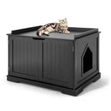 Tangkula Litter Box Enclosure, Cat Litter Box Furniture Hidden, Nightstand Pet House with Double Doors