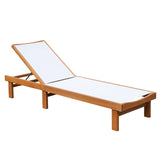 Tangkula Outdoor Wood Chaise Lounge Chair, Patio Chaise Lounger with 5-Postion Adjustable Back