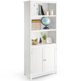 Tangkula Bookcase with Doors, 3 Tier Open Book Shelving