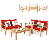 Tangkula Outdoor 4-Piece Acacia Wood Chat Set