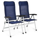 Tangkula Patio Folding Chairs, Portable Reclining Chairs with 7-Position Adjustable Back & Padded Headrest