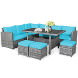 7 Pieces Patio Furniture Set, Outdoor Sectional Rattan Sofa Set with Cushions