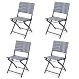 Tangkula 4-Piece Patio Dining Chairs, Outdoor PE Wicker Folding Chairs with Rustproof Frame