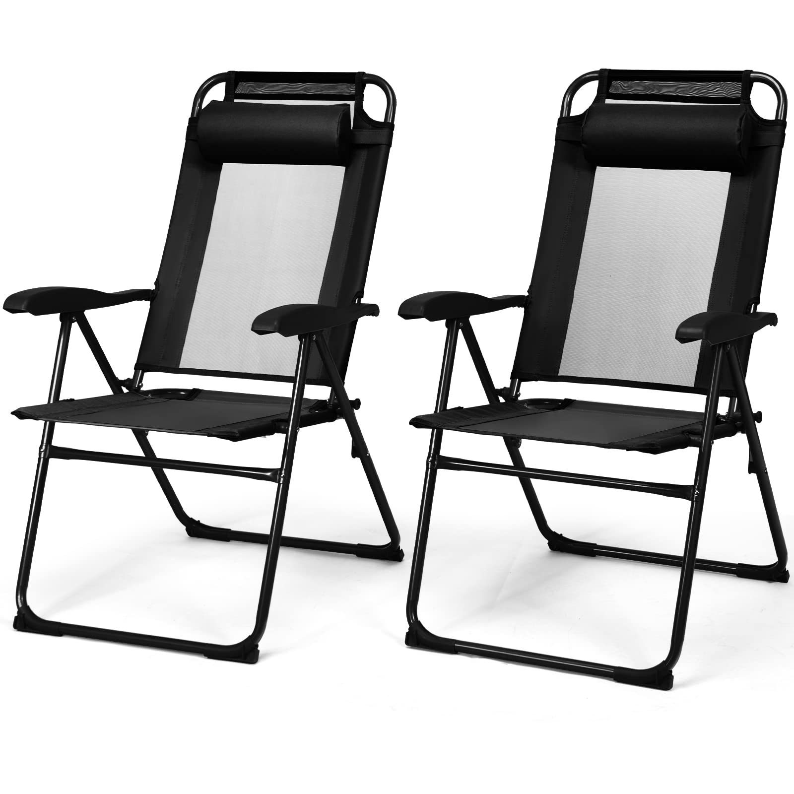 Folding Patio Dining Chairs Set of 2 - Tangkula